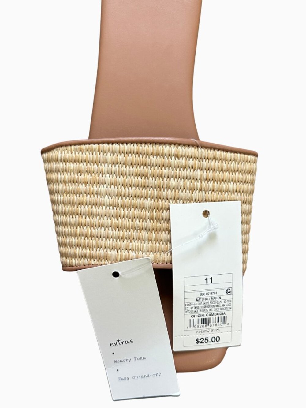 SALE 🎉 A New Day NWT Maren Natural Woven Raffia Slide Sandals 11 Memory Foam - Picture 7 of 7
